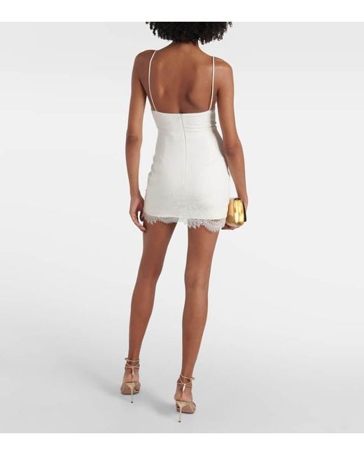 David Koma White Bridal Lace-Trimmed Minidress
