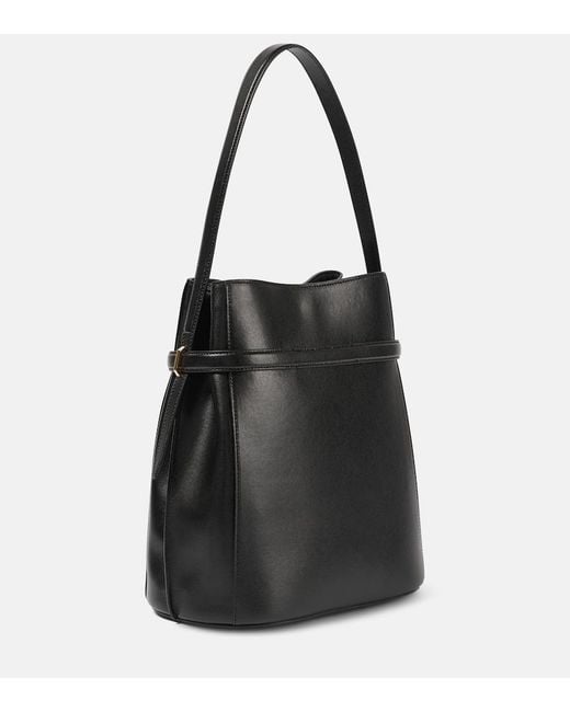 Totême Black Leather Bucket Bag