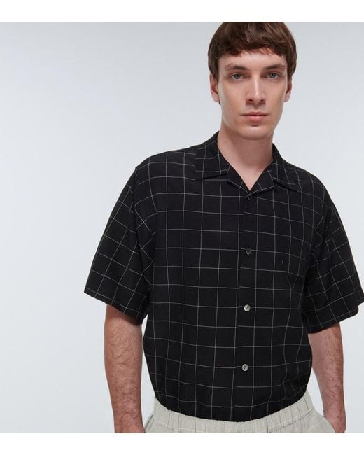 Undercover Black Checked Silk-Blend Shirt for men