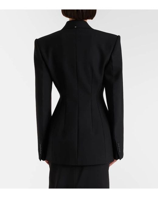 Blazer Cruzado De Lona Con Peplum Sportmax de color Black