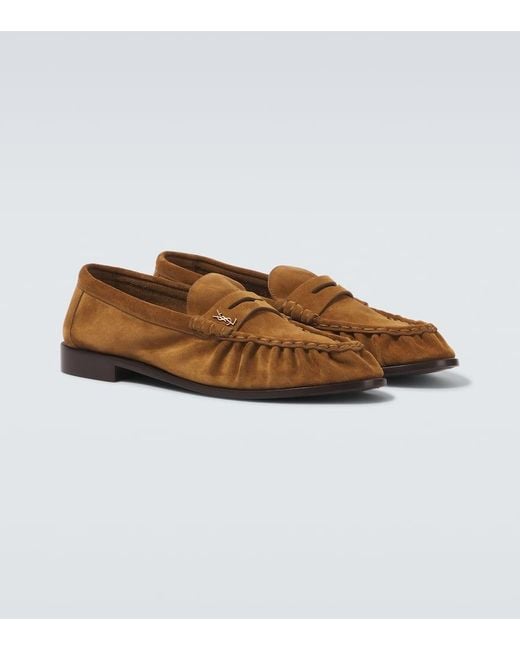 Mocassins Le Loafer En Daim Saint Laurent pour homme en coloris Brown