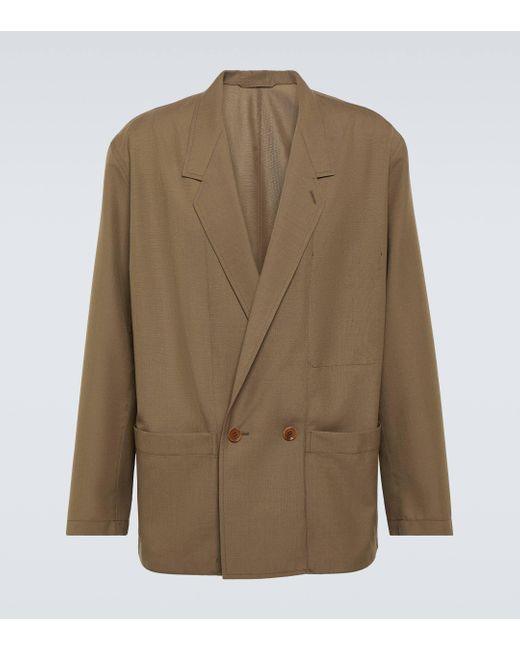 Lemaire Green Double-breasted Twill Jacket for men