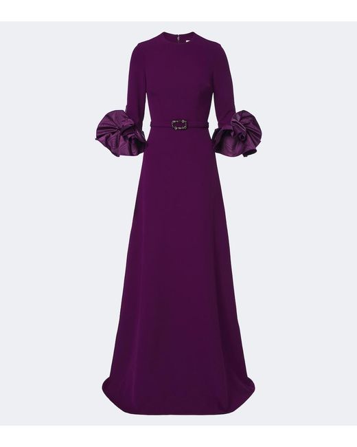 Safiyaa Purple Belen Crepe Belted Gown