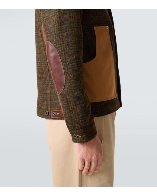Veste En Laine Et Cuir A Carreaux Junya Watanabe pour homme en coloris Green