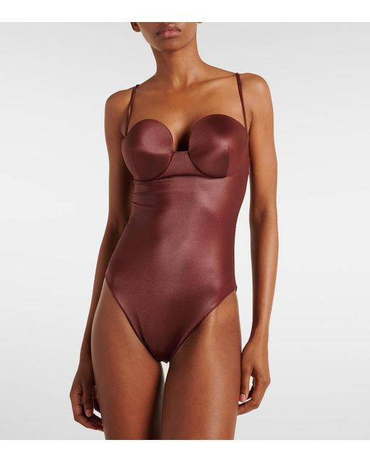 Magda Butrym Red Retro Bustier Swimsuit