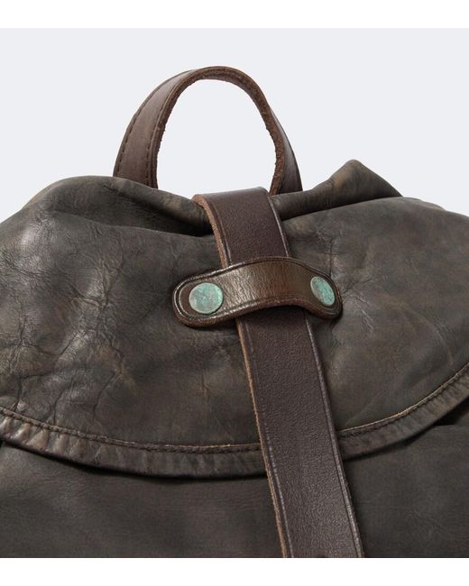 RRL Black Leather Backpack for men
