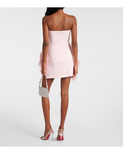 David Koma Pink Feather-Trimmed Minidress