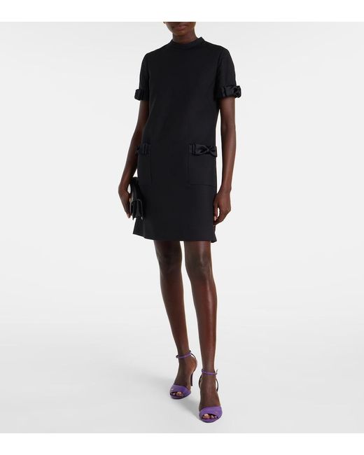 Valentino Black Crepe Couture Bow-Detail Minidress