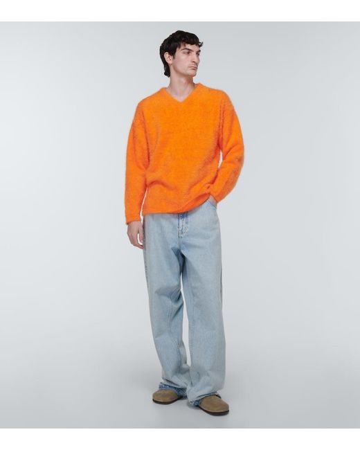 ERL Orange Brushed Sweater for men
