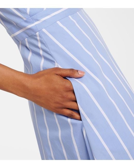 Veronica Beard Blue Baylee Striped Poplin Midi Dress