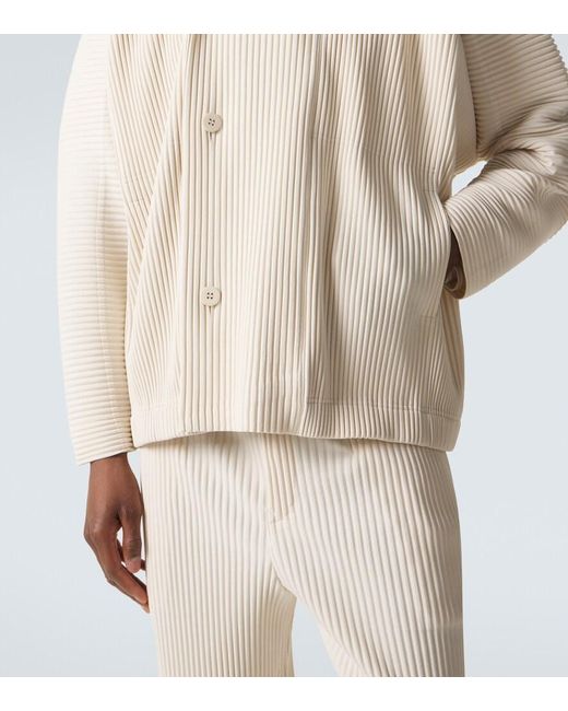 Homme Plissé Issey Miyake Natural Monthly Colors: March Pleated Double-Breasted Cardigan for men