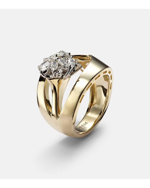 YEPREM Metallic Ring Golden Strada Aus 18Kt Gelbgold Mit Diamanten