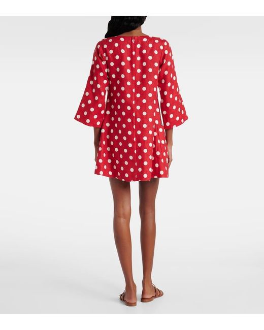 Posse Red Nina Polka-Dot Linen Minidress
