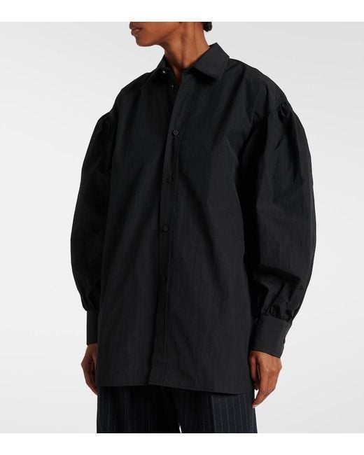 Plan C Black Oversized Crepe Shirt