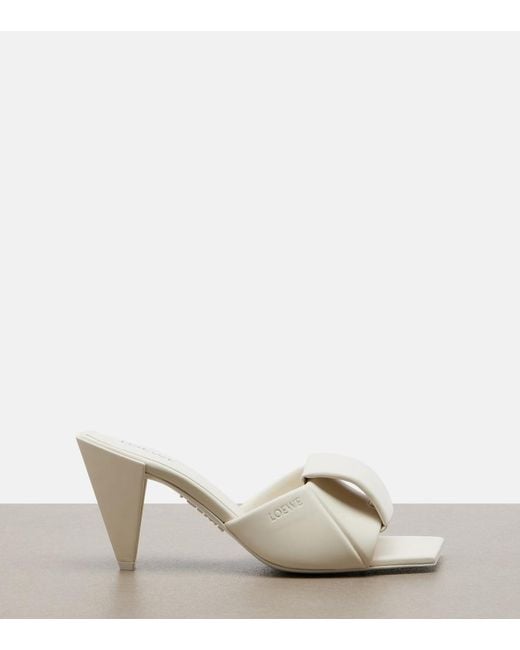 Loewe White Origami Leather Mules