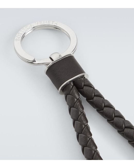 Bottega Veneta White Leather Keychain for men