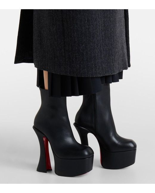 Christian Louboutin Black Aquabootie 160 Leather Platform Ankle Boots