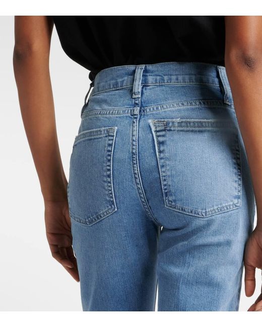 FRAME Blue High-Rise Straight Jeans
