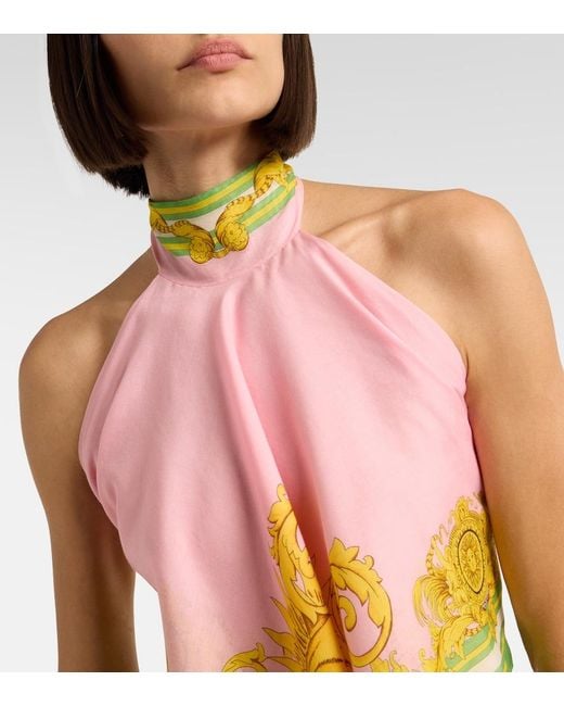 Versace Multicolor Printed Cotton And Silk Voile Top