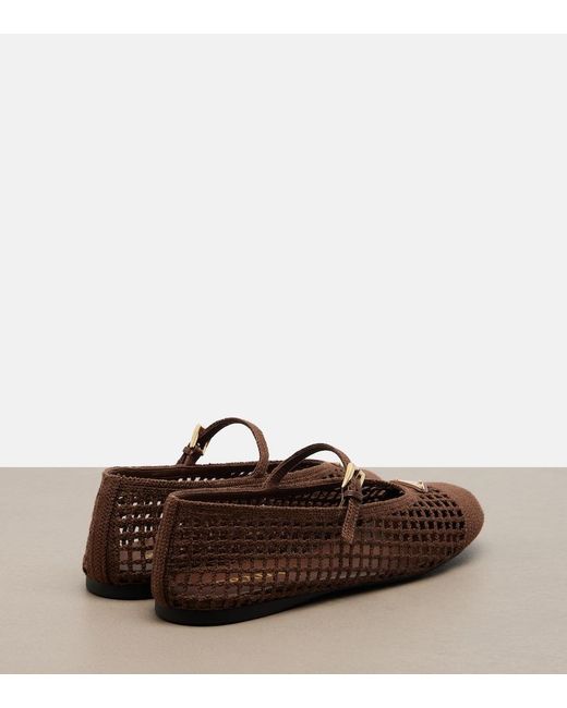 Prada Crochet Mary Jane Flats in Brown | Lyst UK