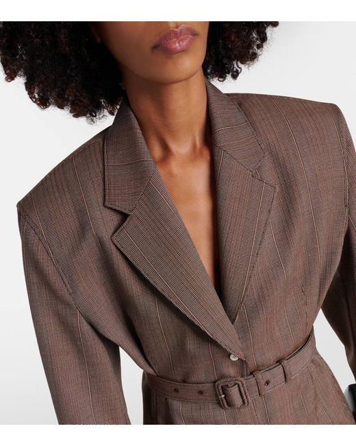 Prada Brown Pinstripe Wool Jacket