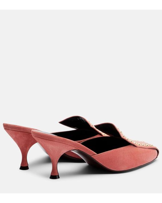 Herbert Levine Pink Bright Idea 70 Embellished Suede Mules