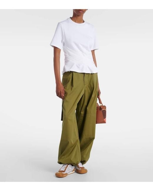 Loewe White Draped Cotton-Blend T-Shirt