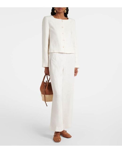 Posse White Emma Cropped Linen Jacket