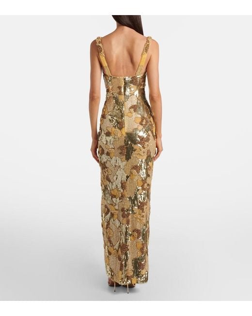 Rachel Gilbert Metallic Elyse Beaded Gown