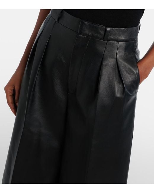 Altuzarra Black Dash Leather Barrel-Leg Pants