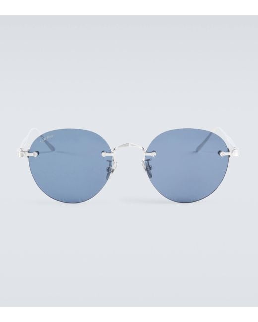 Cartier Blue Pasha De Cartier Round Sunglasses for men