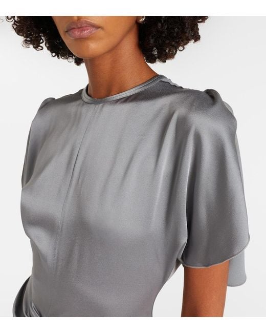 Victoria Beckham Gray Isabella Gathered Satin Gown