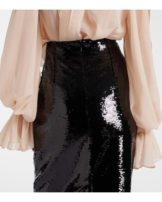 Simone Rocha Black Sequined Pencil Skirt