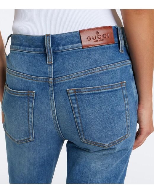 Gucci Blue Mid-Rise Flared Jeans