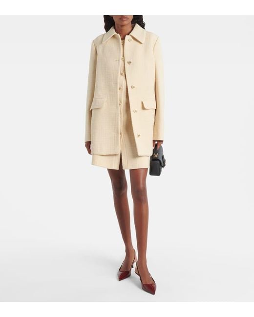 Gucci Natural Minikleid Aus Tweed Aus Einer Wollmischung