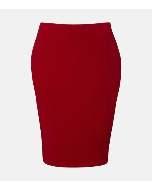 Saint Laurent Red Satin Pencil Skirt