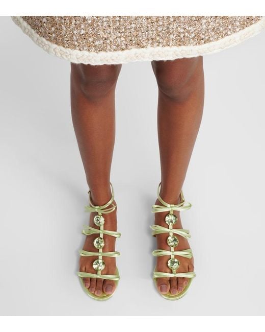 Giambattista Valli Metallic Embellished Satin Sandals