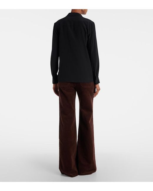 Nili Lotan Blue Angelique Bow-Detail Silk Blouse