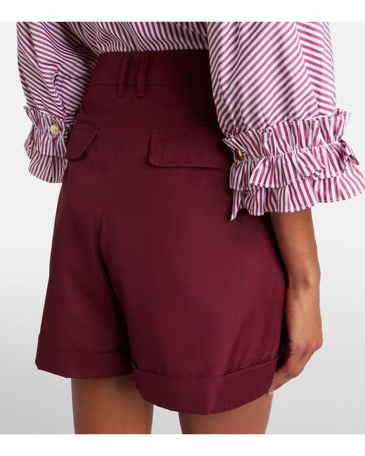 Max Mara Red Cotton Poplin Shorts