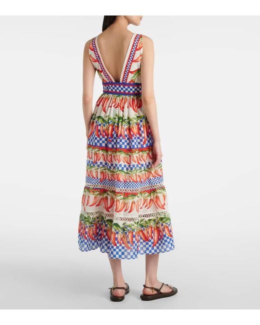 Robe Midi Imprimee En Coton Farm Rio en coloris White