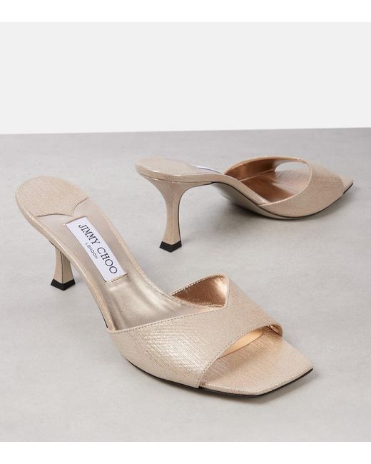 Jimmy Choo Natural Pantoletten Skye 70 Aus Metallic-Leder