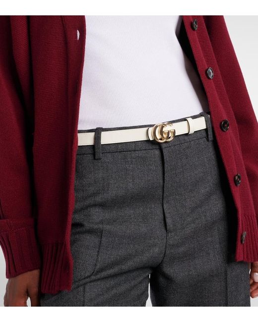 Gucci Black Double G Reversible Leather Belt