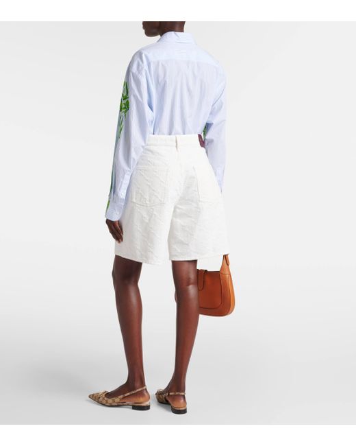 Gucci White GG Denim Jacquard Bermuda Shorts