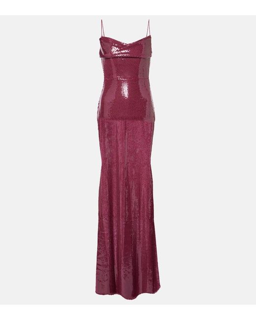 Abito Lungo Con Corsetto E Paillettes di Alex Perry in Purple