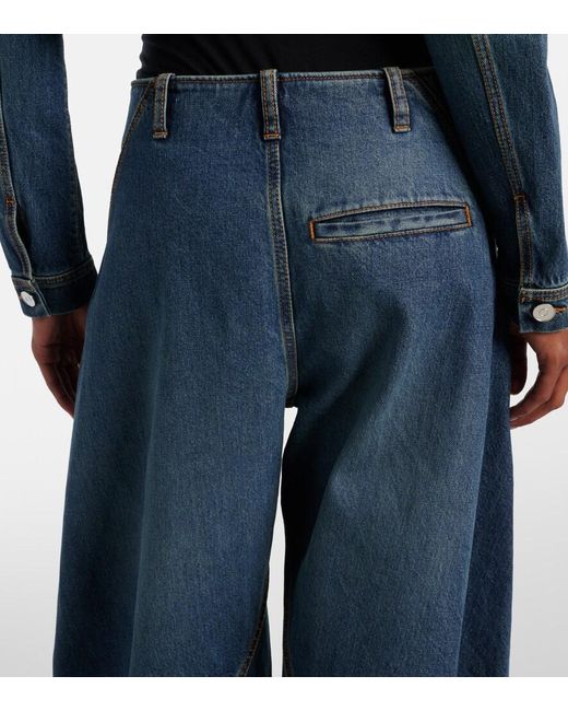 Alaïa Blue Mid-Rise Barrel-Leg Jeans