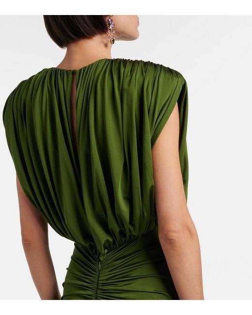Self-Portrait Green Draped Ruched Gown