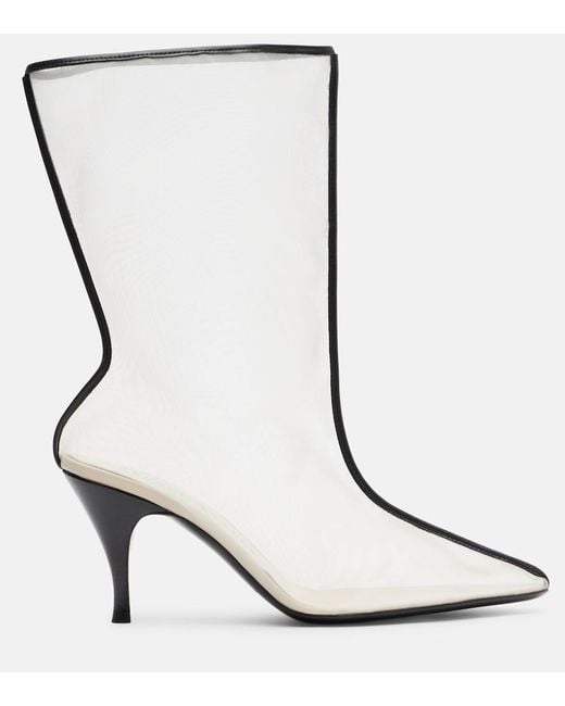 Herbert Levine White Drawing A Blank 85 Mesh Mid-Calf Boots