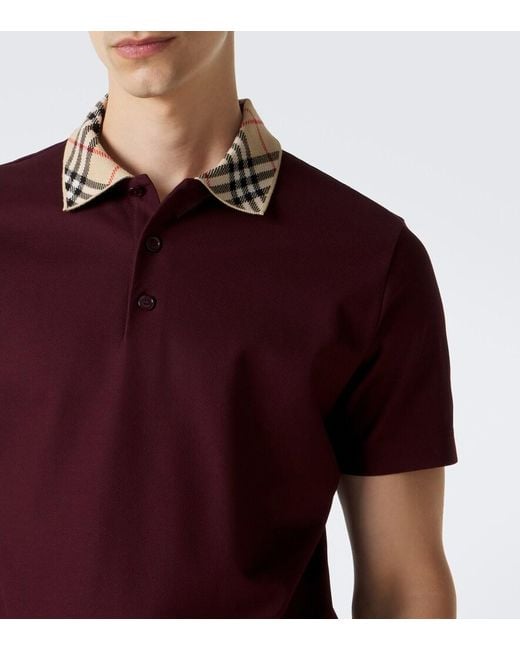 Burberry Red Check Cotton Pique Polo Shirt for men