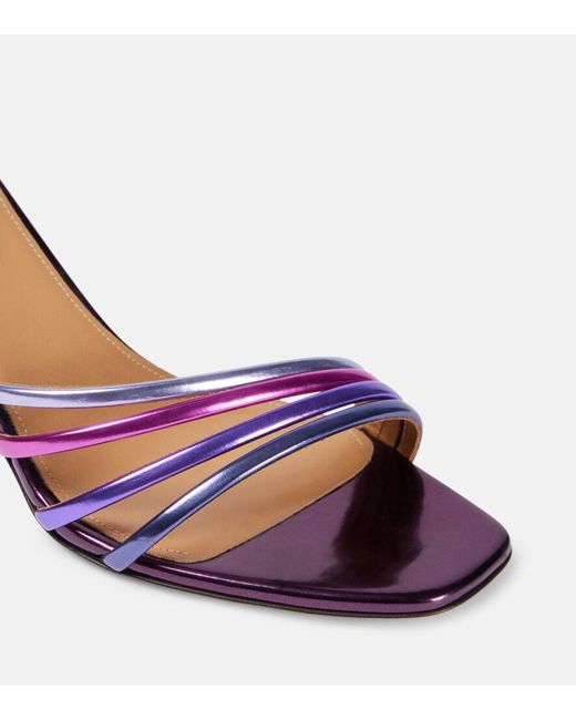 Aquazzura Metallic Latour 75 Faux Leather Sandals