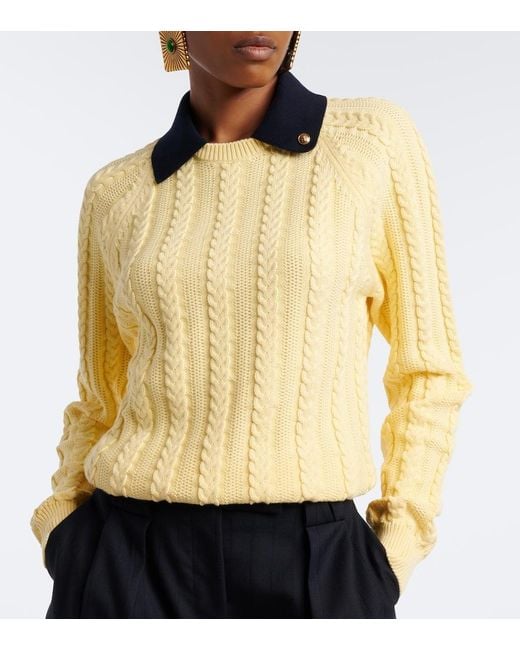 Versace Yellow Medusa Cable-Knit Cotton Sweater